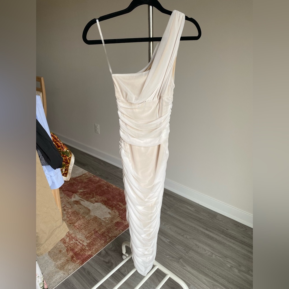 Party Beige One Shoulder Dress Size S